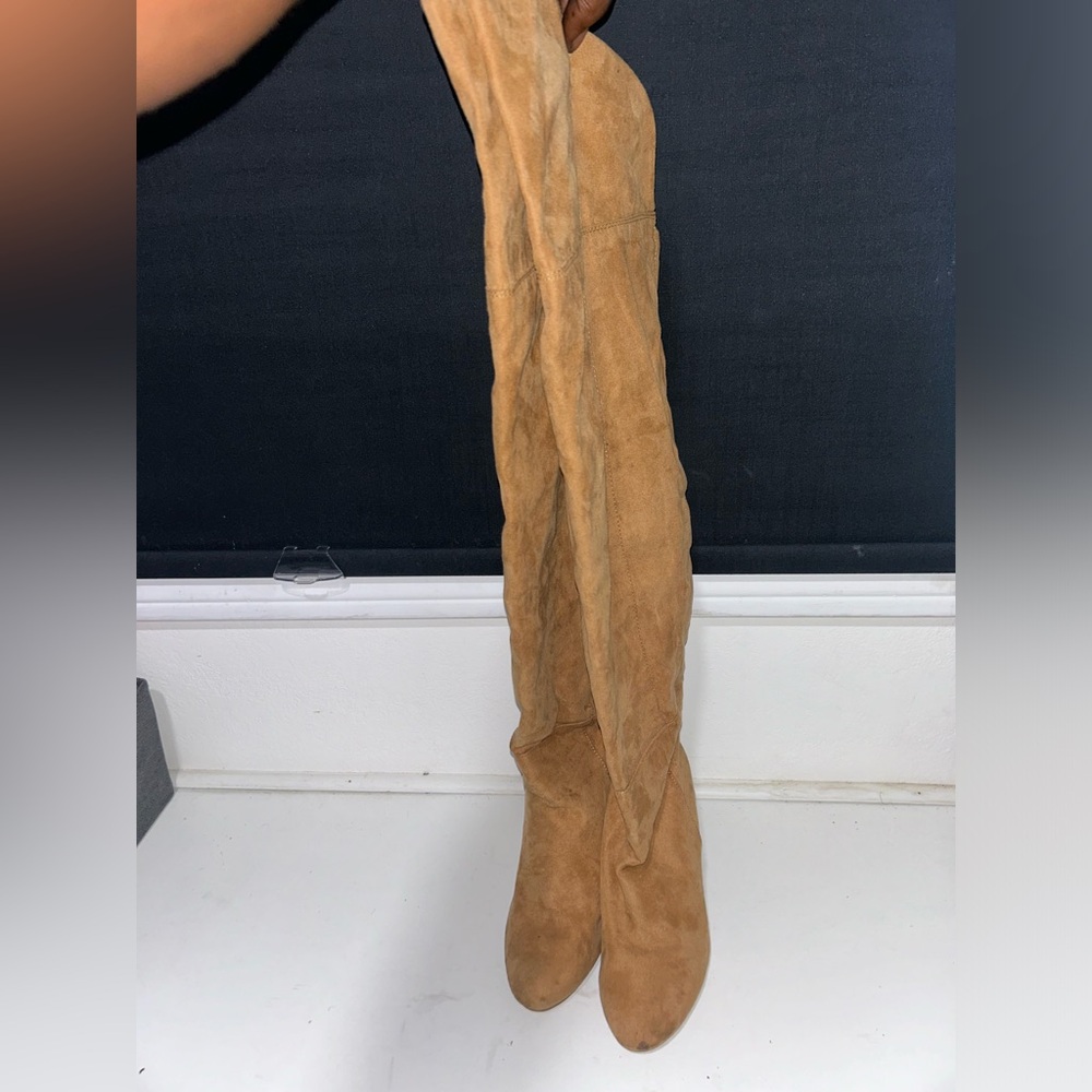 Tan Suede Over-the-Knee Boots